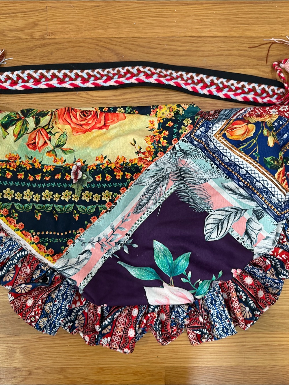 Agua Bendita Navy, Purple, Red & Yellow Floral Patchwork Shoulder Bag